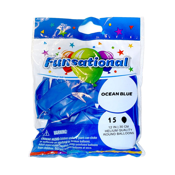 Ocean Blue Funsational 12" Latex Ballons | 15ct
