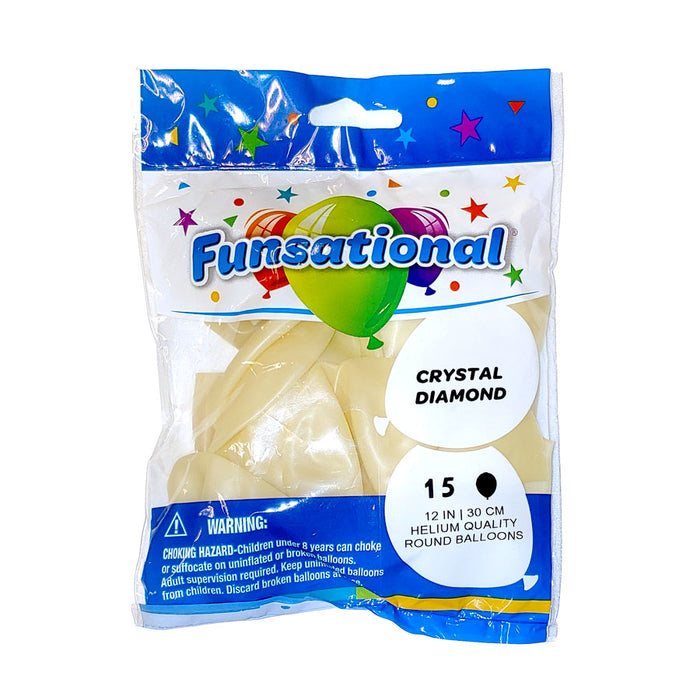 Crystal Diamond Funsational 12" Latex Balloons | 15ct