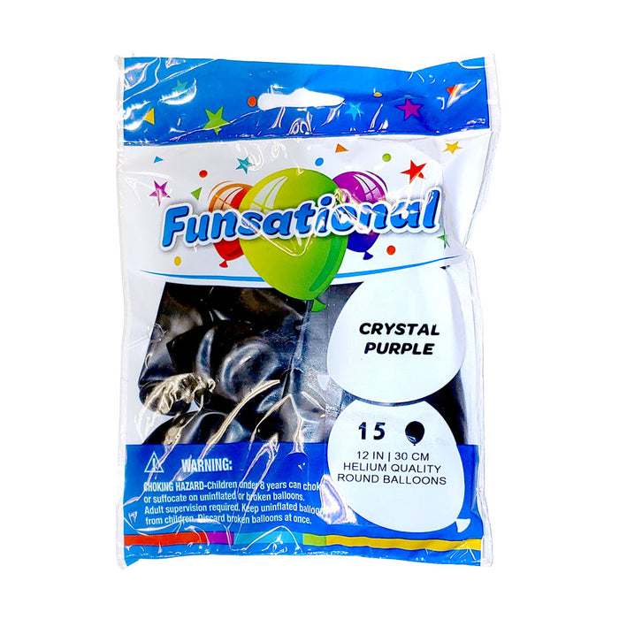 Crystal Purple Funsational  Latex Balloons 12" | 15ct