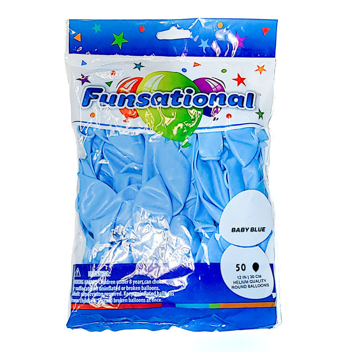Baby Blue Funsational 12" Latex Balloons | 50ct