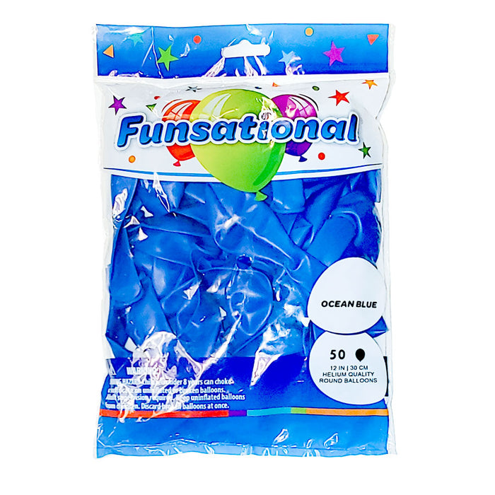 Ocean Blue Funsational 12" Latex Ballons | 50ct
