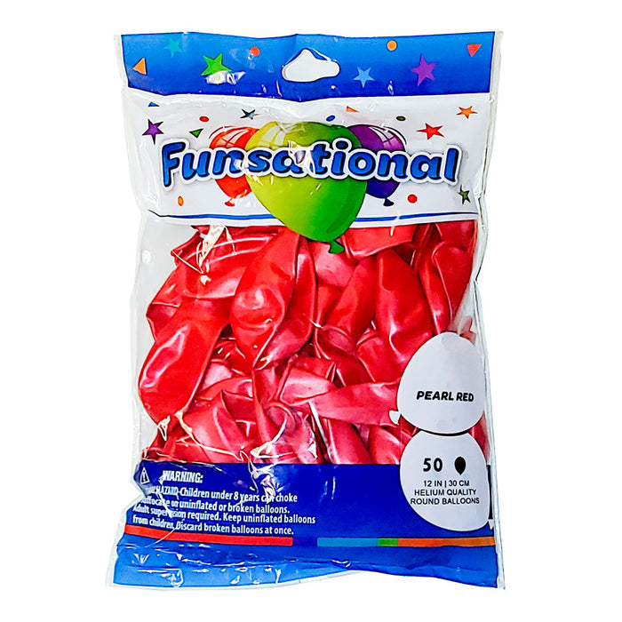 Pearl Red Funsational 12" Latex Ballons | 50ct