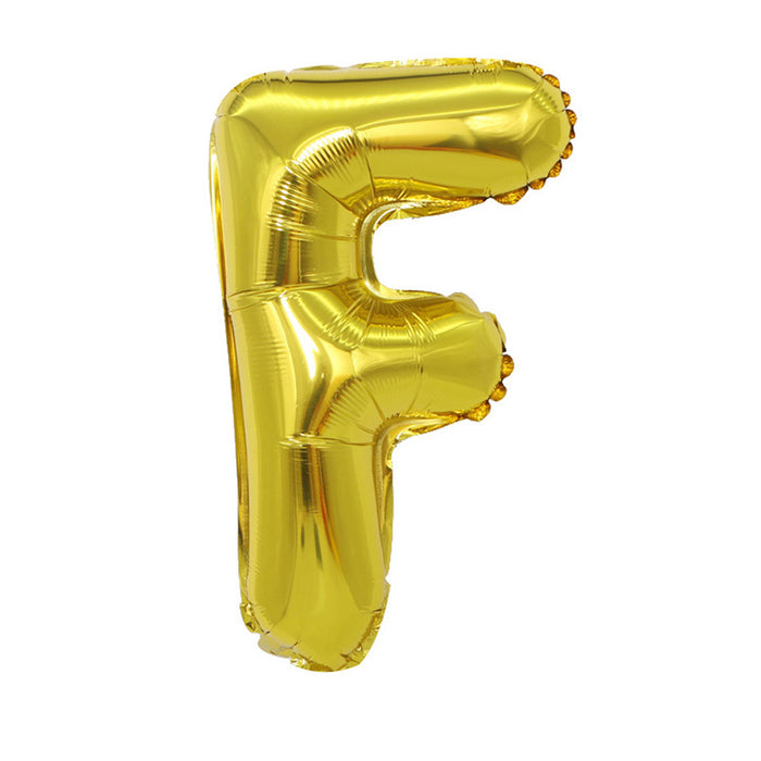 Air Filled Gold Mylar ''F'' Letter Balloon, 16'' | 1 ct