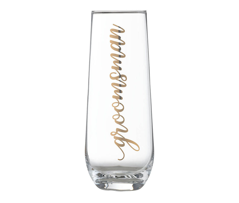 Lillian Rose Gold Groomsman Stemless Champagne Glass | 1ct