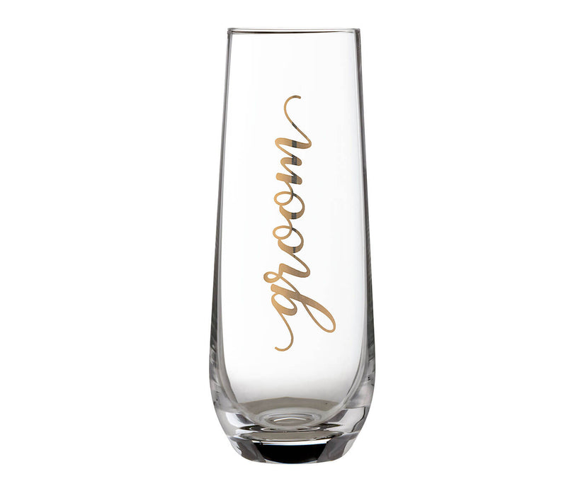 Lillian Rose Gold Groom Stemless Champagne Glass | 1ct