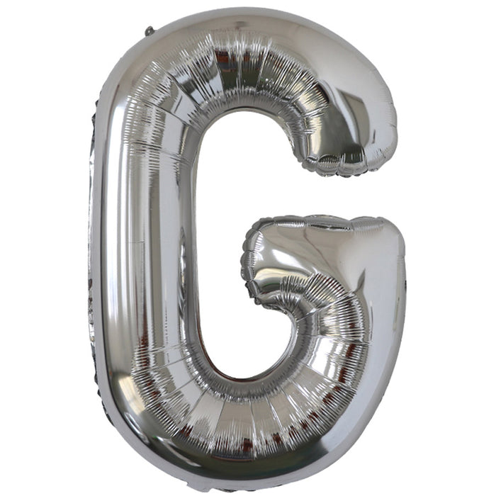 "G" Silver Jumbo Metallic Balloon | 1ct