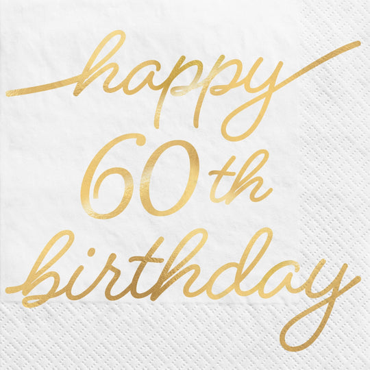 Golden Age 60th Birthday Beverage Napkins 16pk | 1ct