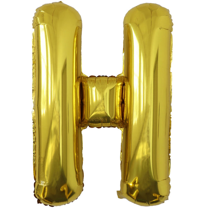 "H" Gold Jumbo Metallic Balloon | 1ct.