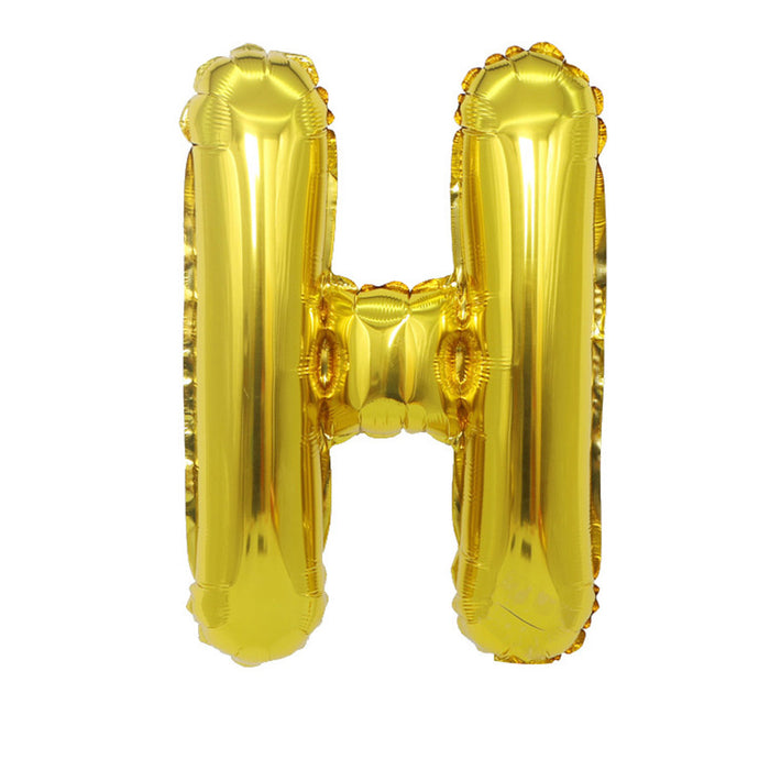 Air Filled Gold Mylar ''H'' Letter Balloon, 16'' | 1 ct