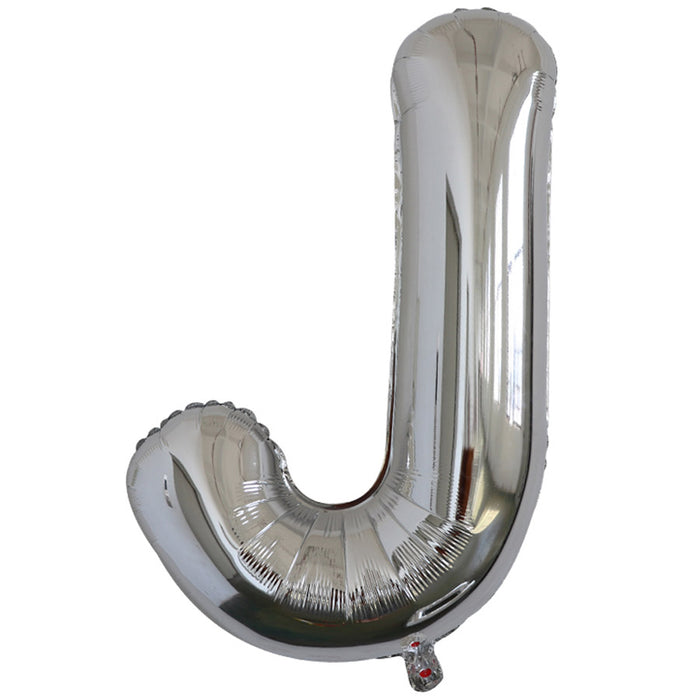"J" Silver Jumbo Metallic Balloon | 1ct