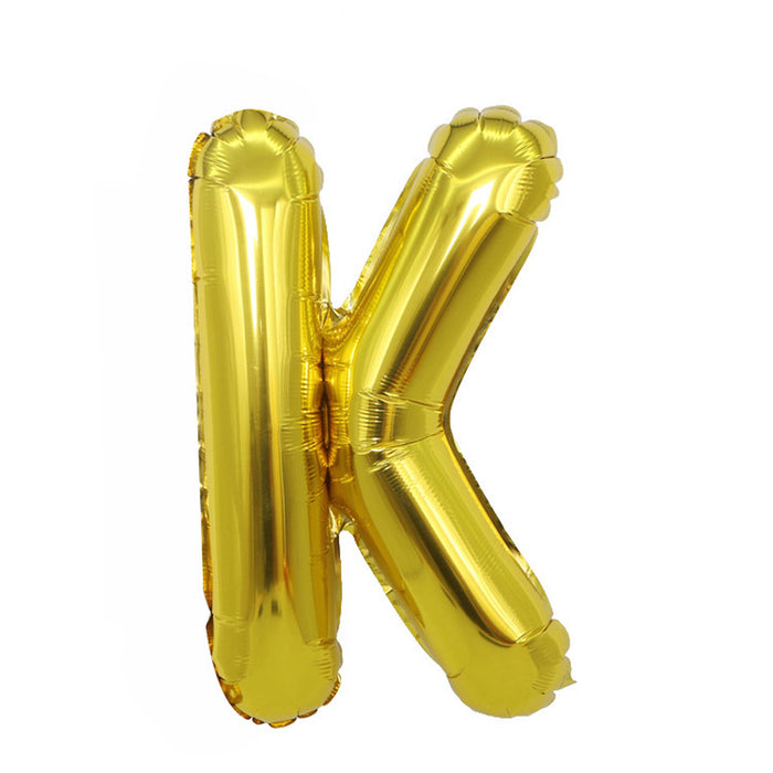 Air Filled Gold Mylar ''K'' Letter Balloon, 16'' | 1 ct