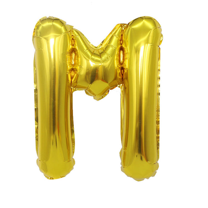 Air Filled Gold Mylar ''M'' Letter Balloon, 16'' | 1 ct