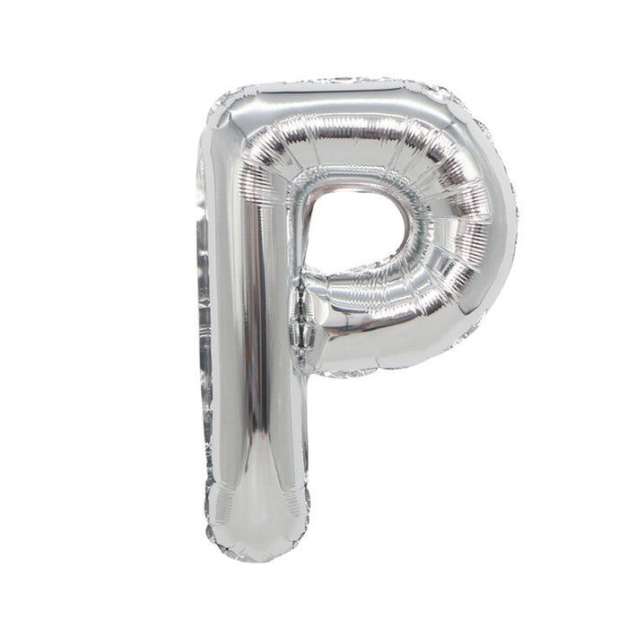 Air Filled Silver Mylar ''P'' Letter Balloon,16" | 1 ct