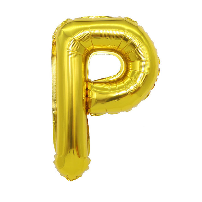 Air Filled Gold Mylar ''P'' Letter Balloon, 16'' | 1 ct
