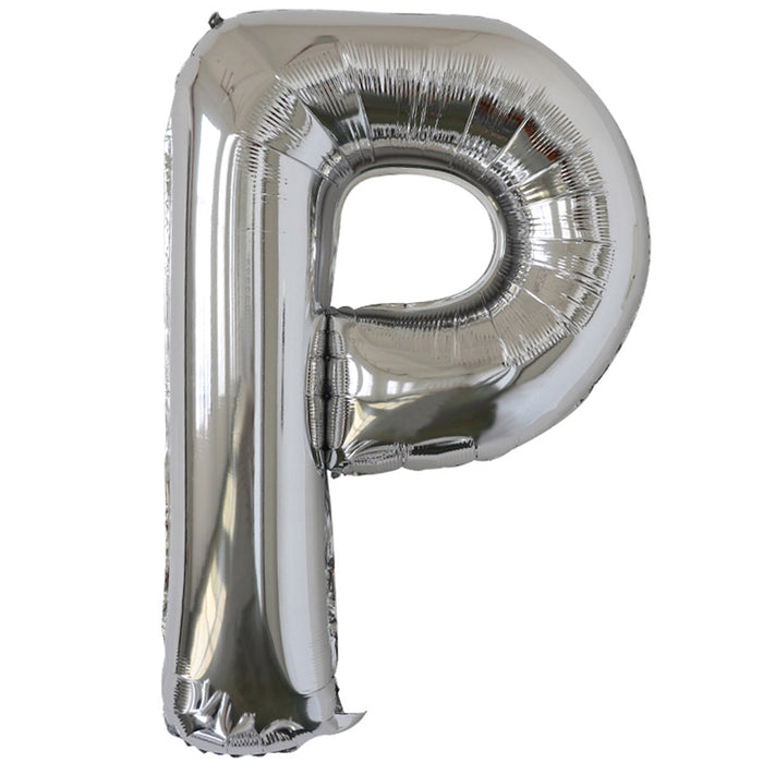 "P" Silver Jumbo Metallic Balloon | 1ct