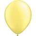 An inflated 11-inch Qualatex Pearl Lemon Chiffon Latex Balloon.