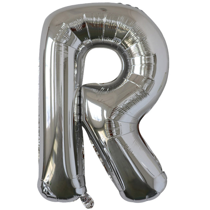 "R" Silver Jumbo Metallic Balloon | 1ct