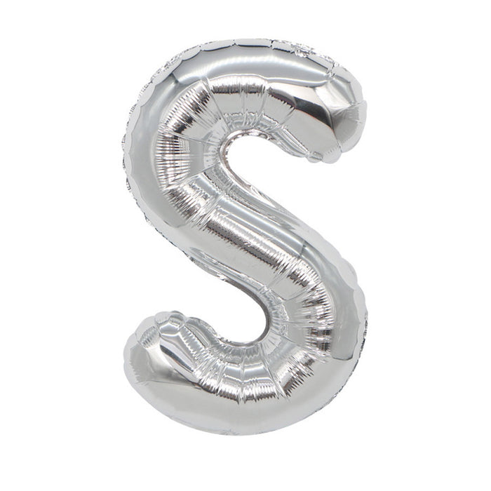 Air Filled Silver Mylar ''S'' Letter Balloon, 16" | 1 ct