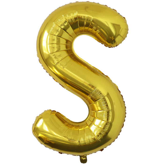 "S" Gold Jumbo Metallic Balloon | 1ct.