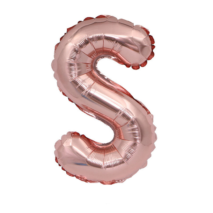 Air Filled Rose Gold Mylar ''S'' Letter Balloon, 16" | 1 ct