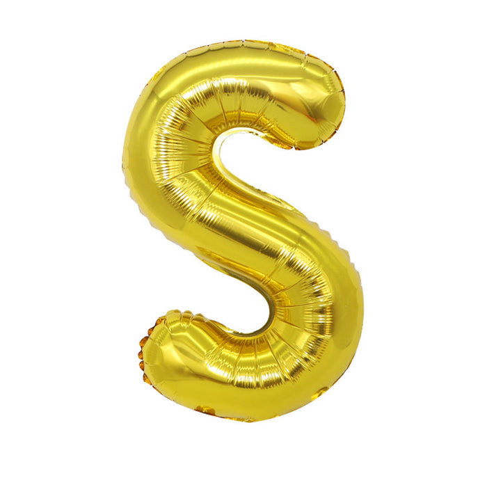 Air Filled Gold Mylar ''S'' Letter Balloon, 16" | 1 ct