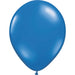 An inflated 11-inch Qualatex Sapphire Blue Latex Balloon.