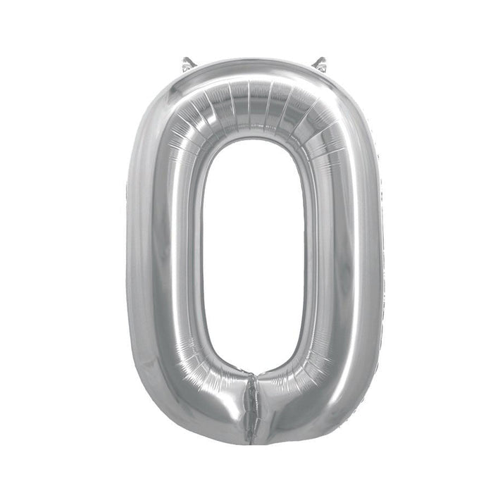 Air-filled Silver Number Balloon 0