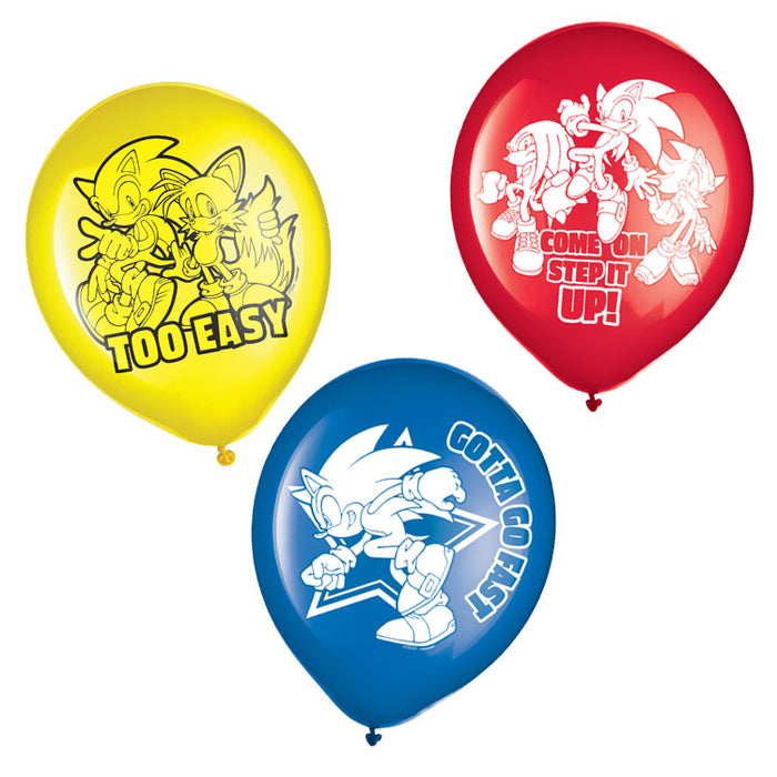 Sonic Flat Latex Balloons 12" | 6ct