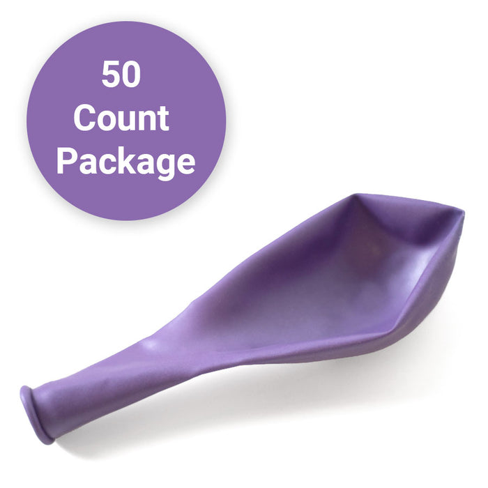 An un-inflated 11-inch Qualatex Sping Lilac Balloon.