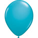 An inflated 11-Inch Qualatex Tropical Teal, Latex Balloon.
