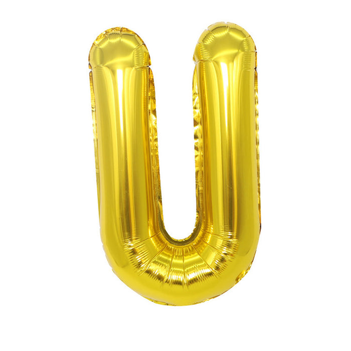 Air Filled Gold Mylar ''U'' Letter Balloon, 16" | 1 ct