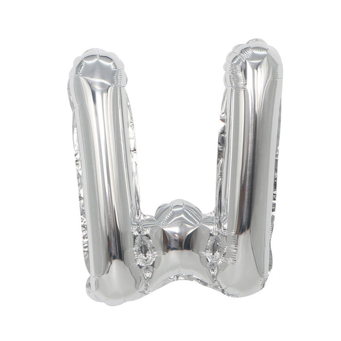 Air Filled Silver Mylar ''W'' Letter Balloon, 16" | 1 ct