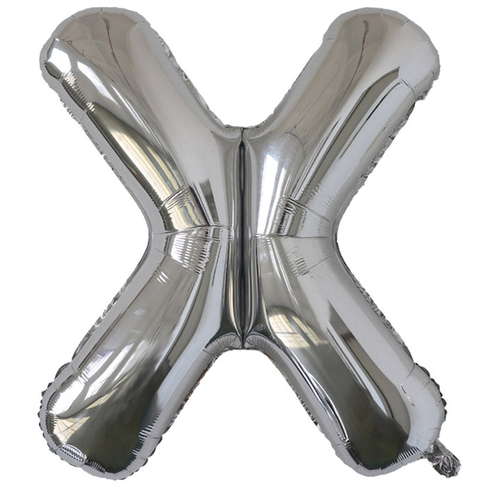 "X" Silver Jumbo Metallic Balloon | 1ct
