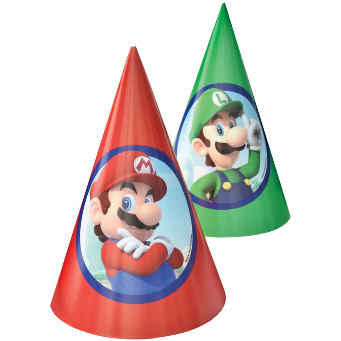 Super Mario Bros Birthday Party Hats | 8 ct