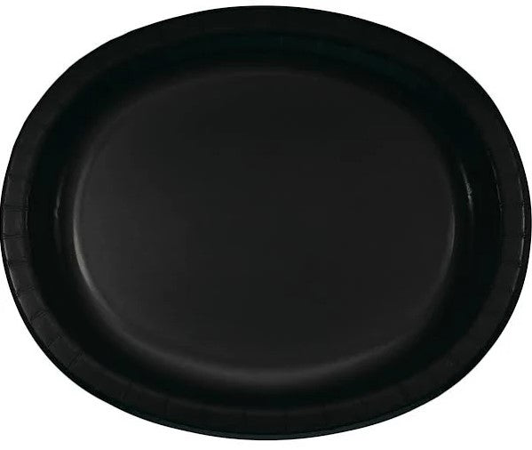 Jet Black Oval Dinner Plates | 8ct