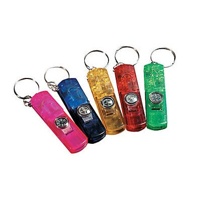 3-in-1 Whistle, Compass, and Light Key Chains | 12ct