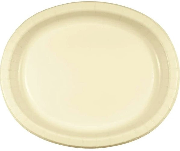 Vanilla Creme Oval Dinner Paper Plates | 8ct