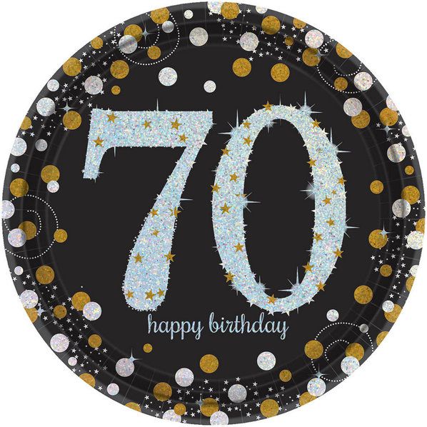 Sparkling Celebration Happy 70th Birthday Dessert Paper Plates 7" | 1ct