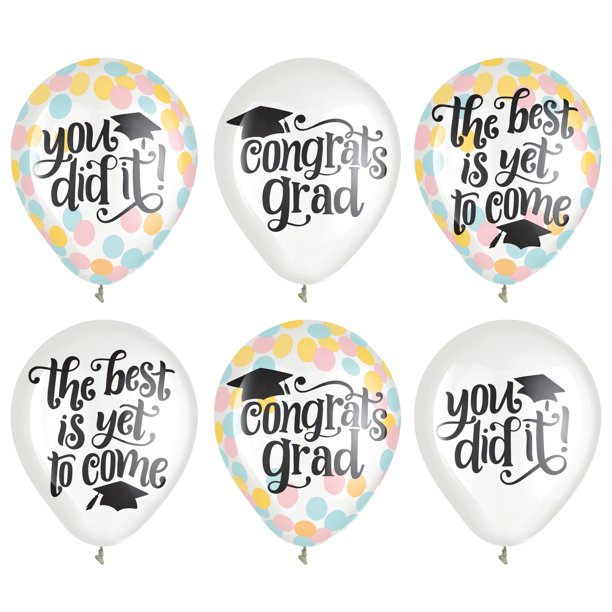Graduation Follow Your Dreams Confetti Filled Latex Balloons  11" | 6 ct