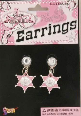Pink Sexy Cowgirl Sheriff Earrings | 1 pr