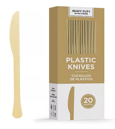 Gold Heavy Duty Plastic Knives | 20ct