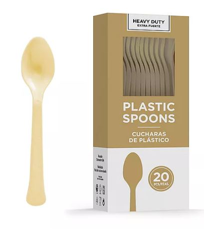 Gold Heavy Duty Plastic Spoons | 20ct