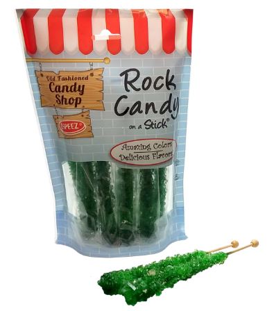 ESPEEZ Rock Candy On A Stick Green-Green Apple | 8pcs