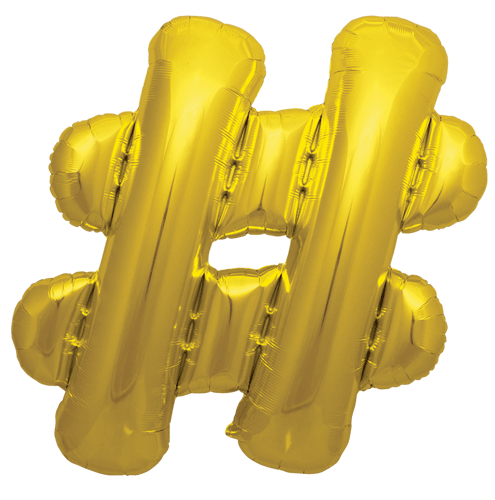 Gold Mylar ''Hashtag'' Letter Balloon, 16'' | 1 ct