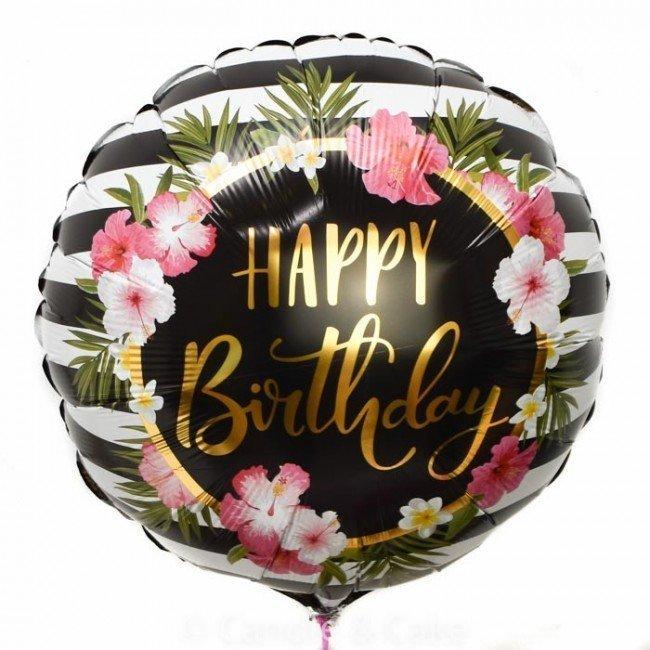 Happy Birthday Hibiscus Strip Mylar Balloon 18" | 1ct