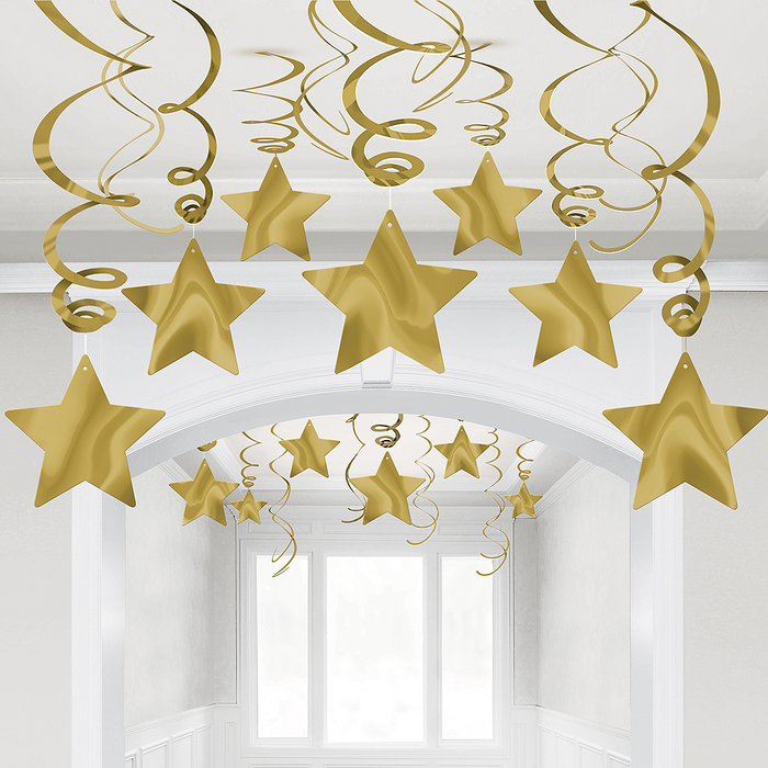 Gold Swirl Shooting Star Decorations | 30pcs