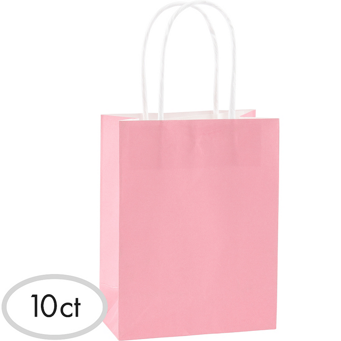 New Pink Small Paper Gift Bags 8"  | 10 ct