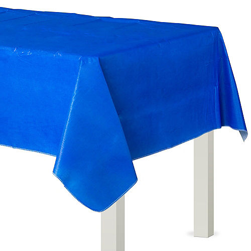Bright Royal Blue Flannel-Backed Vinyl Table Cover 52"x90" | 1ct