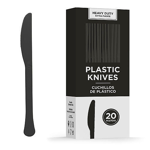 Black Heavy Duty Plastic Knives | 20ct