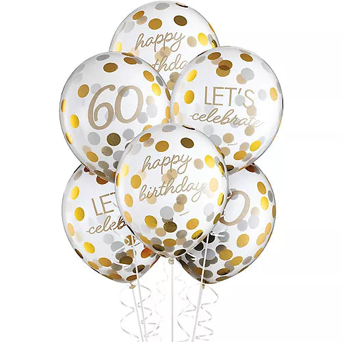 Milestone Latex Confetti 60th Golden Age Balloons | 6ct